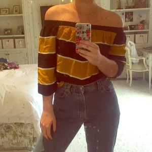 Zara off the shoulder striped shirt